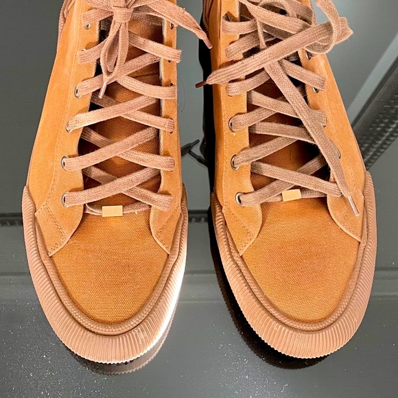 Lanvin Distressed High-Top Canvas Trainers - Picture 2 of 14